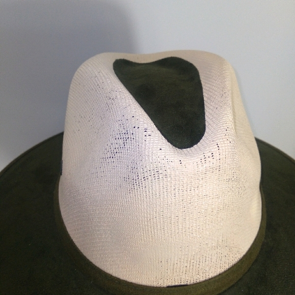 ANPA LIVING THE STYLE Mens Green Faux Suede And 100% Straw Handmade Fedora Hat - Picture 3 of 8